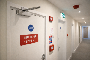 fire safety measures in HMO property UK including fire doors and alarms