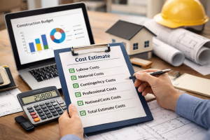 construction cost breakdown residential project UK 2026