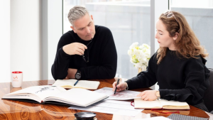 Architect helping homeowner plan single storey extension project in the UK