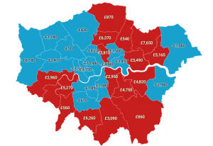 UK map showing regional differences in property demand and affordability