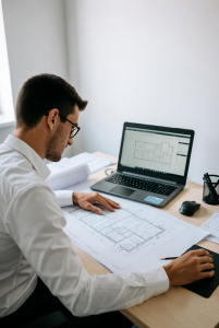 Architect designing compliant house plans