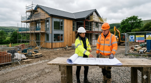 Architect checking building compliance on site