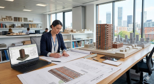 Architect working on concept design and plans for property development