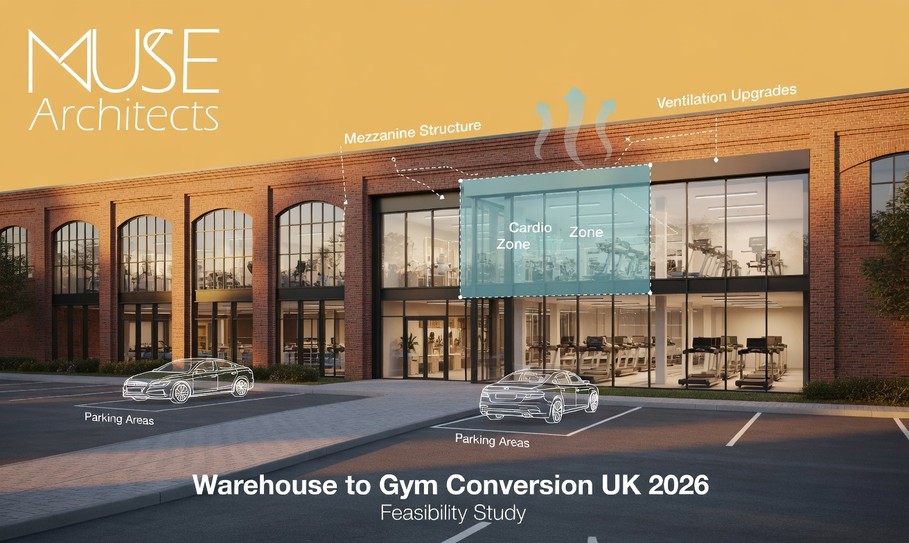 Warehouse being converted into a modern gym facility showing adaptive reuse potential.