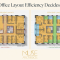 Comparison of efficient and inefficient office conversion layouts showing impact on usable space and profitability.